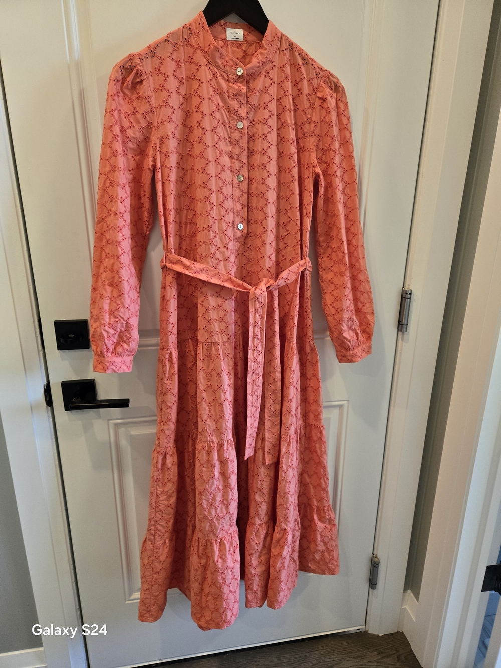 Wilfred Coral Eyelet Button-Front Dress